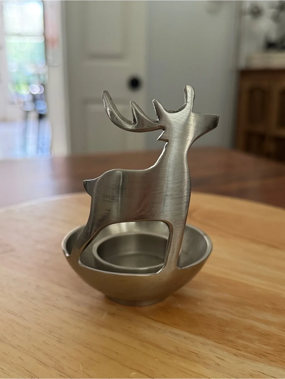 Vintage Eddie Bauer Pewter Reindeer Votive Candle Holder